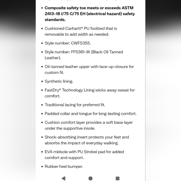 Carhartt Black Leather Work Boots with Padded Ankle - Picture 9 of 12